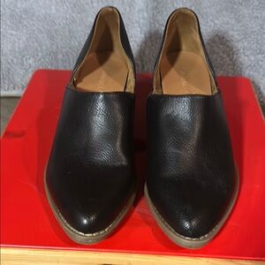 Women’s Black Leather Slip-On Shoes